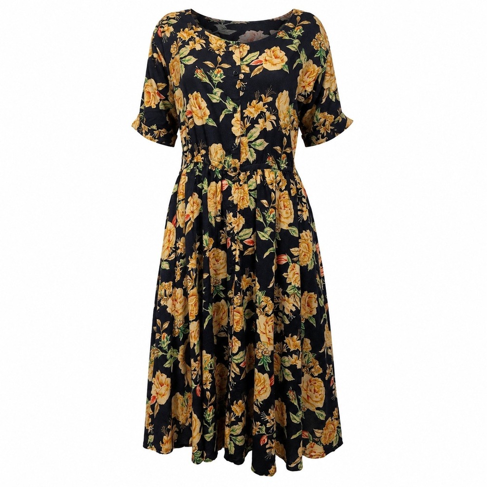 Vintage 90s Together! 6 Floral Button Front Midi Dress Midi Cottagecore Grunge
